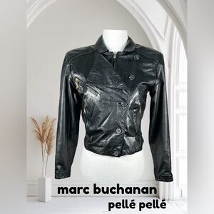 Pelle Pelle | Marc Buchanan | Vintage Black Leather Bomber Jacket